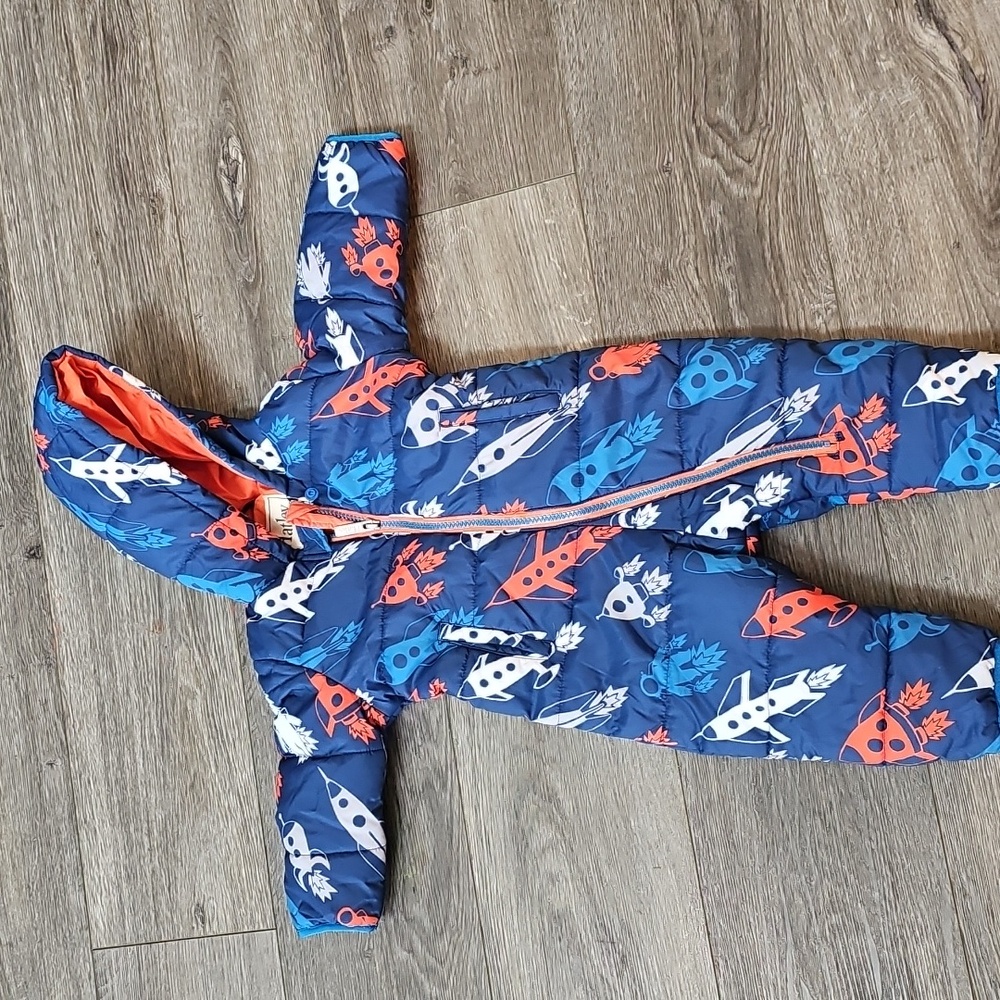 Hatley Navy and Coral Kids Snowsuit